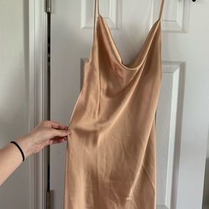 Gold silk dress
